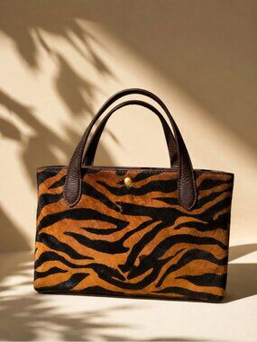 margot Tiger-Print Tote in Brown and Black